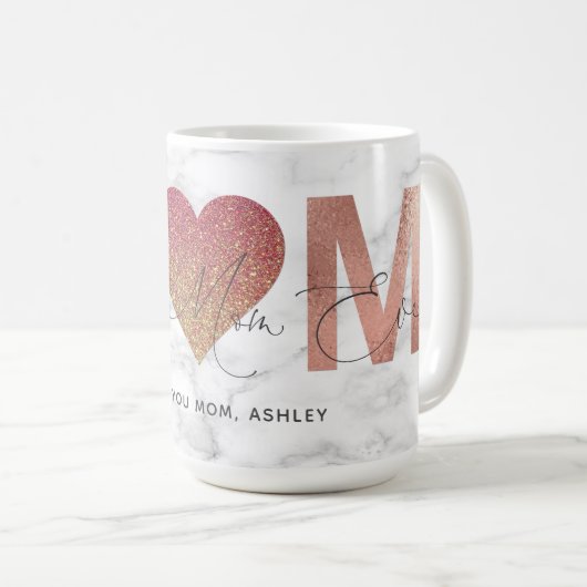 Personalisierte Rose Gold Best Mama Zitat Mutterta Kaffeetasse (VorderseiteRechts)