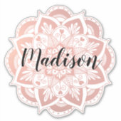 Personalisierte Rose Gold Blume Mandala Aufkleber (Vorderseite)