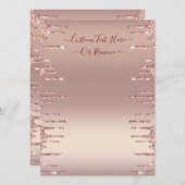 Personalisierte Rose Gold Blush Glitzer Menükarte (Vorne/Hinten)