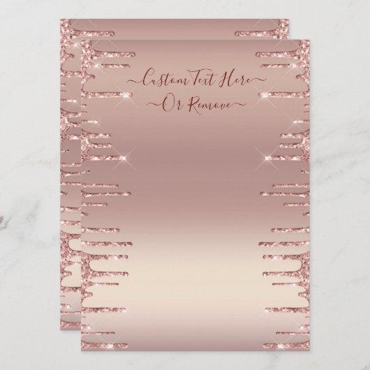 Personalisierte Rose Gold Blush Glitzer Menükarte (Vorne/Hinten)