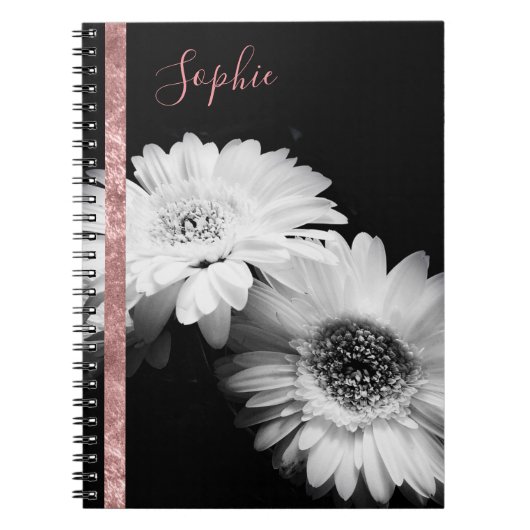 Personalisierte Rose Gold Daisy Notebook Notizblock (Vorderseite)