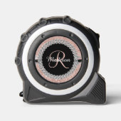 Personalisierte Rose Gold Diamant Glitzer Look Maßband (Vorderseite)