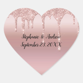 Personalisierte Rose Gold Drilling Glitzer Herz-Aufkleber