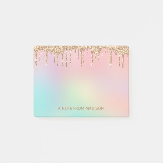 Personalisierte Rose Gold Drilling Glitzer Post-it Klebezettel (Vorderseite)