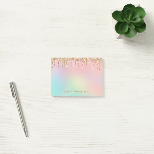 Personalisierte Rose Gold Drilling Glitzer Post-it Klebezettel (Büro)