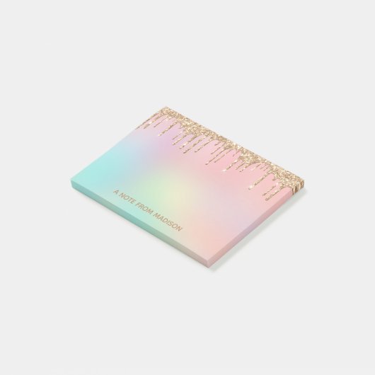 Personalisierte Rose Gold Drilling Glitzer Post-it Klebezettel (angewinkelt)