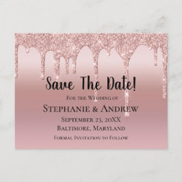 Personalisierte Rose Gold Drilling Glitzer Rosa Ro Ankündigungspostkarte