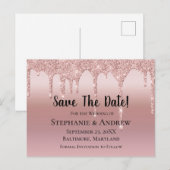 Personalisierte Rose Gold Drilling Glitzer Rosa Ro Ankündigungspostkarte (Vorne/Hinten)