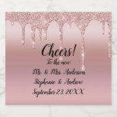 Personalisierte Rose Gold Drilling Glitzer Rosa Ro Bierflaschenetikett (Einzelnes Label)