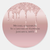 Personalisierte Rose Gold Drilling Glitzer Runder Aufkleber (Vorderseite)