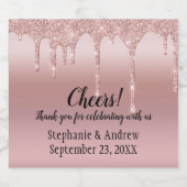 Personalisierte Rose Gold Drilling Glitzer Schaumweinetikett (Einzelnes Label)