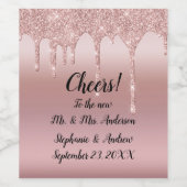 Personalisierte Rose Gold Drilling Glitzer Weinetikett (Einzelnes Label)