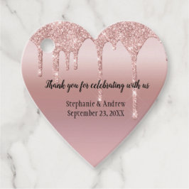 Personalisierte Rose Gold Dripping Glitzer Hochzei Geschenkanhänger