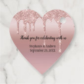 Personalisierte Rose Gold Dripping Glitzer Hochzei Geschenkanhänger (Rückseite)