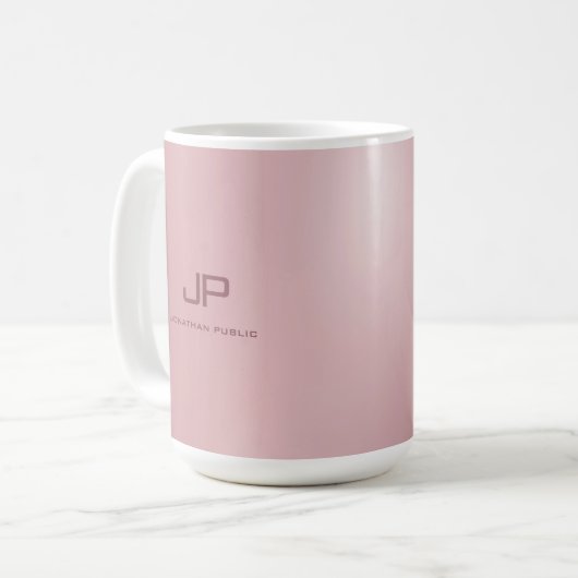 Personalisierte Rose Gold Elegante Mit Monogramm Kaffeetasse (Vorderseite Links)