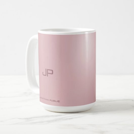Personalisierte Rose Gold Elegante Monogram Classi Kaffeetasse (Vorderseite Links)