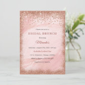 Personalisierte Rose Gold Glitzer Bridal Brunch Einladung (Stehend Vorderseite)