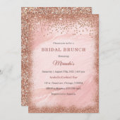 Personalisierte Rose Gold Glitzer Bridal Brunch Einladung (Vorne/Hinten)