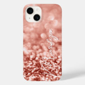Personalisierte Rose Gold Glitzer Case-Mate iPhone Hülle (Rückseite)