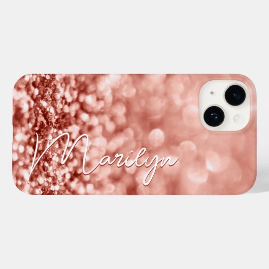 Personalisierte Rose Gold Glitzer Case-Mate iPhone Hülle (Rückseite (Horizontal))