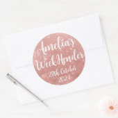 Personalisierte Rose Gold Glitzer Effekt Sticker. Runder Aufkleber (Umschlag)