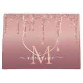 Personalisierte Rose Gold Glitzer Geschenktasche f Große Geschenktüte (Vorderseite)