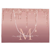 Personalisierte Rose Gold Glitzer Geschenktasche f Große Geschenktüte (Rückseite)