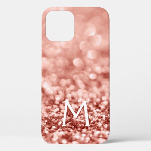 Personalisierte Rose Gold Glitzer Glitzern Case-Mate iPhone Hülle (Rückseite)