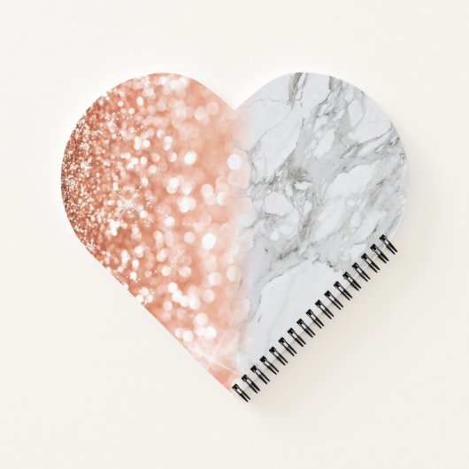 Personalisierte Rose Gold Glitzer Heart Notebook Notizblock (Rückseite)