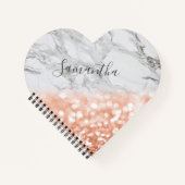 Personalisierte Rose Gold Glitzer Heart Notebook Notizblock (Vorderseite)