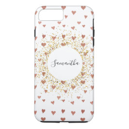 Personalisierte Rose Gold Glitzer Herz iPhone Case