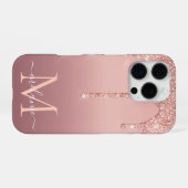 Personalisierte Rose Gold Glitzer Individuelle Nam iPhone Hülle (Rückseite (Horizontal))