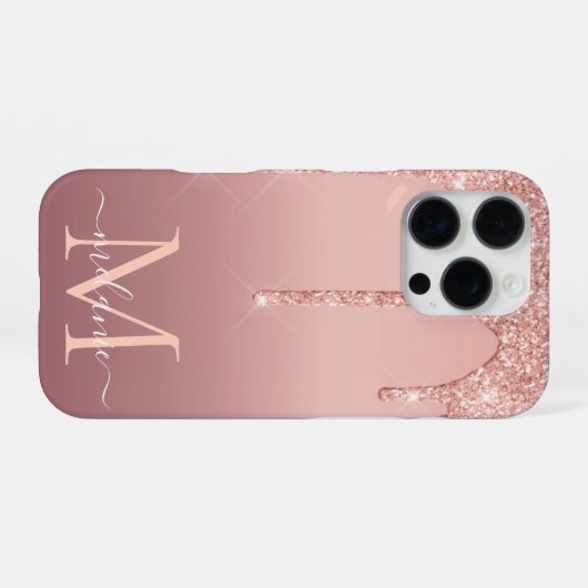 Personalisierte Rose Gold Glitzer Individuelle Nam iPhone Hülle (Rückseite (Horizontal))