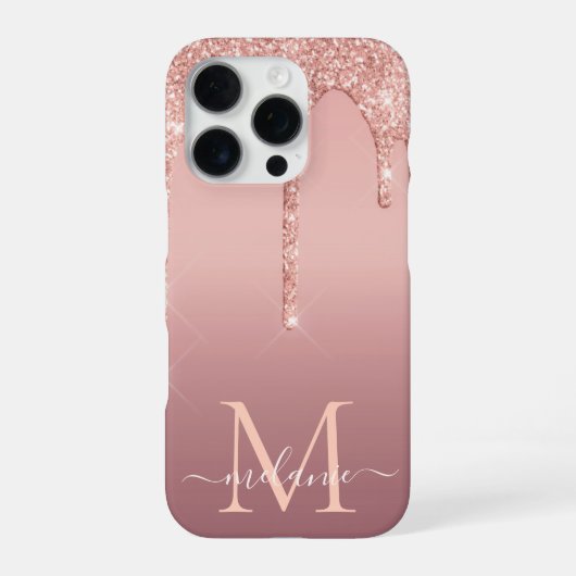 Personalisierte Rose Gold Glitzer Individuelle Nam iPhone Hülle (Rückseite)