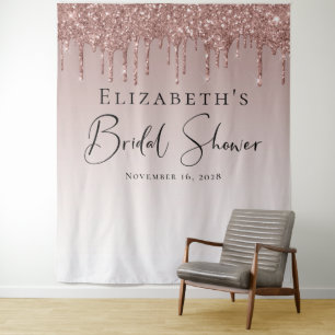 Personalisierte Rose-Gold-Glitzer-Junggesellinnen- Wandteppich