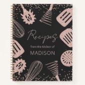 Personalisierte Rose Gold Glitzer Kochbuch Notizblock (Vorderseite)