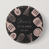 Personalisierte Rose Gold Glitzer Kochwerkzeuge Button (Vorderseite)