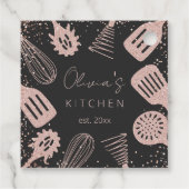 Personalisierte Rose Gold Glitzer Kochwerkzeuge Geschenkanhänger (Rückseite)