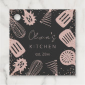 Personalisierte Rose Gold Glitzer Kochwerkzeuge Geschenkanhänger (Vorderseite)