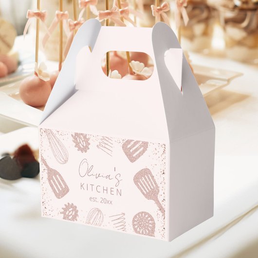 Personalisierte Rose Gold Glitzer Kochwerkzeuge Geschenkschachtel