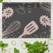 Personalisierte Rose Gold Glitzer Kochwerkzeuge Geschirrtuch (Gefaltet)