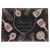 Personalisierte Rose Gold Glitzer Kochwerkzeuge Große Geschenktüte (Vorderseite)