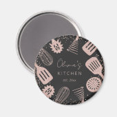 Personalisierte Rose Gold Glitzer Kochwerkzeuge Magnet (Vorderseite/Rückseite)