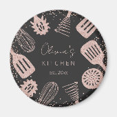 Personalisierte Rose Gold Glitzer Kochwerkzeuge Magnet (Vorne)