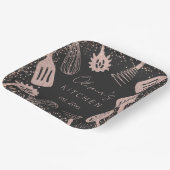 Personalisierte Rose Gold Glitzer Kochwerkzeuge Pappteller (Gewinkelt)