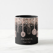 Personalisierte Rose Gold Glitzer Kochwerkzeuge Tasse (Zentrum)