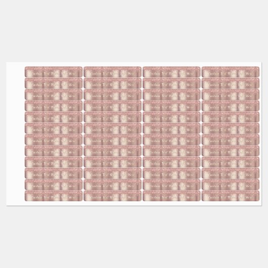 Personalisierte Rose Gold Glitzer Labels Benutzerd Etiketten (Blatt)