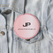 Personalisierte Rose Gold Glitzer Look Monogram Button (Beispiel)