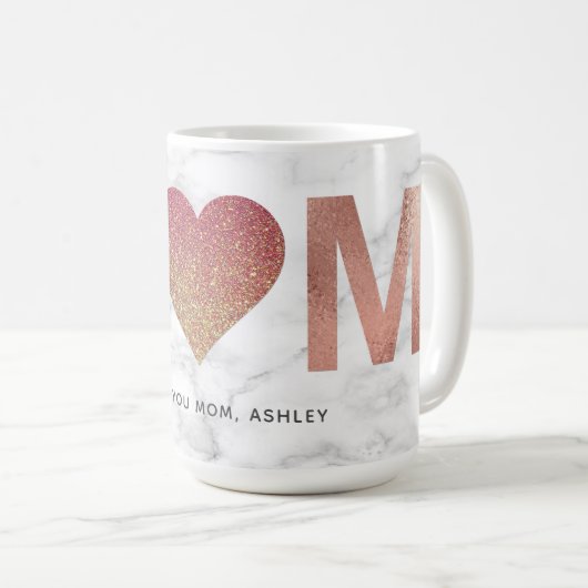 Personalisierte Rose Gold Glitzer Mama Muttertag Kaffeetasse (VorderseiteRechts)