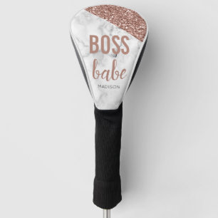 Personalisierte Rose Gold Glitzer Marble Boss Ba Golf Headcover